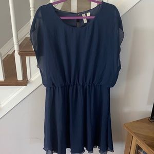 1X, blue, gauzy, knee-length dress
